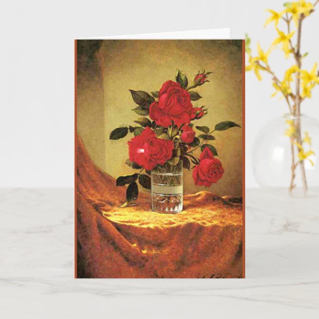 Cartão Um Copo de Rosas, arte fina, (Flor Amarela)