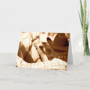 Cartão Um cowboy e seu cavalo