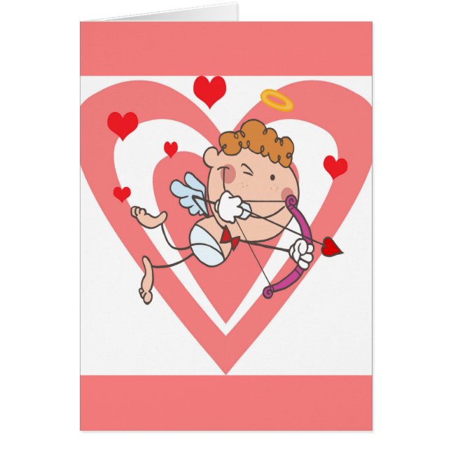Cartão Um Cupido do halo com arco e seta (Frente)
