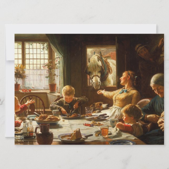 Cartão Um da família (sendo um burro alimentado) (Frente)