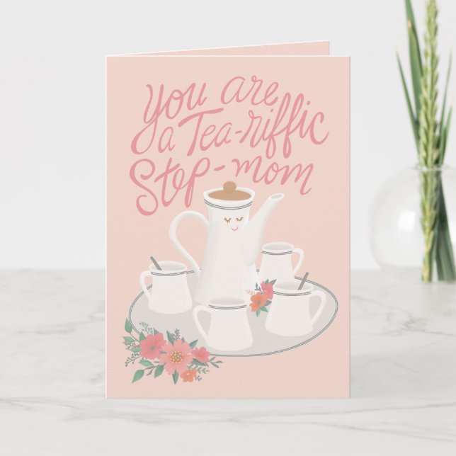 Cartão Um design de conjunto de chá do Dia das Mães Tea-r (Frente)