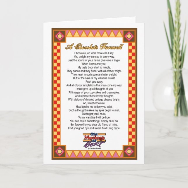 Cartão Um despedida de chocolate (Frente)