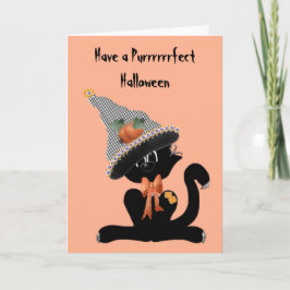 Cartão Um Dia das Bruxas de Gato Negro