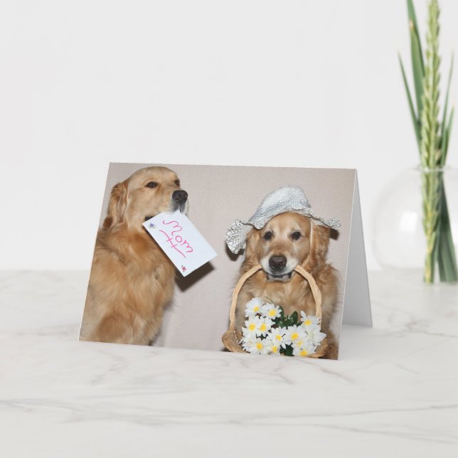 Cartão Um Dia de as mães Ouro (Frente)