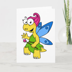 Cartão Um Dinossauro Fairysaur De Cartoon.