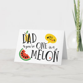 Cartão Um em uma placa de Dia de os pais de Pai Melon