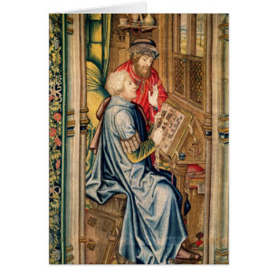 Cartão Um escrevente escrevendo uma conta