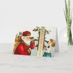Cartão Um Feliz Natal Papai Noel por Ellen Clapsaddle
