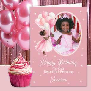 Cartão Um Foto Princesa Preta Com Balões Aniversário