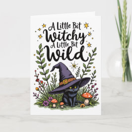 Cartão Um Gatinho de Halloween Um Pouco Bruxo