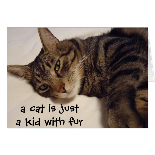 Cartão Um gato é só uma criança com pele (Frente Horizontal)
