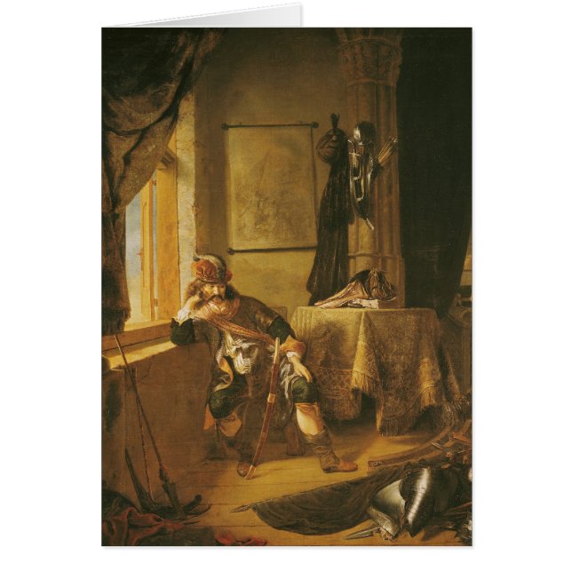 Cartão Um guerreiro no pensamento (Frente)