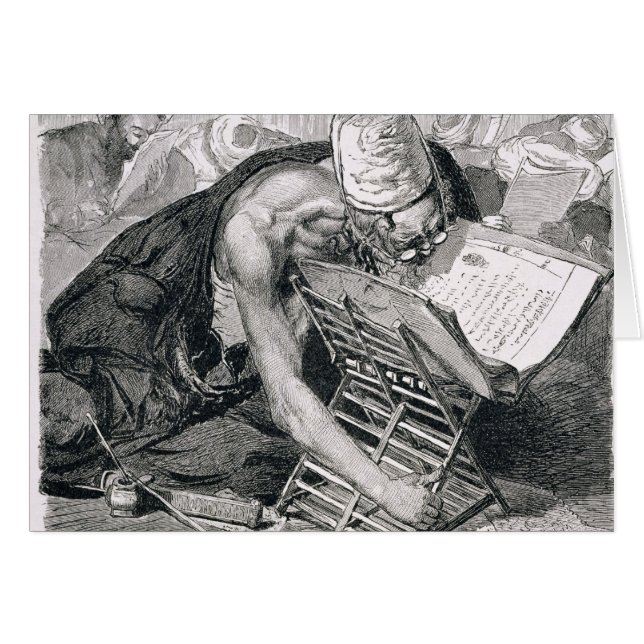 Cartão Um homem instruído absorvido no Koran (Frente Horizontal)