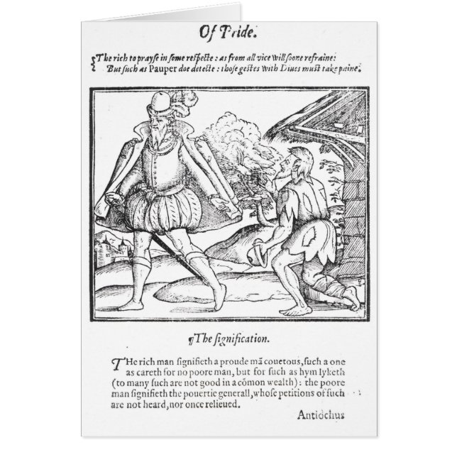 Cartão Um homem rico repele um mendigo áspero (Frente)