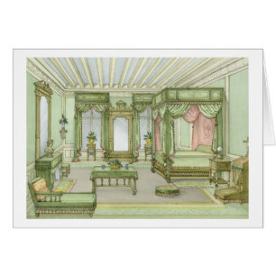 Cartão Um interior do quarto no estilo de Henri II (litho