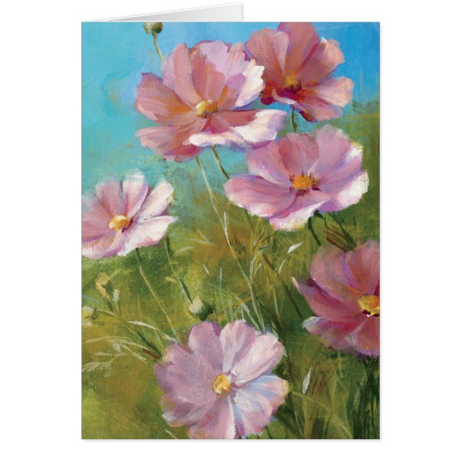 Cartão Um jardim floral cor-de-rosa (Frente)