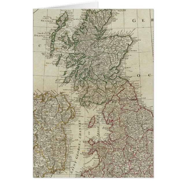Cartão Um mapa completo das Ilhas Britânicas (Frente)