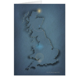 Cartão Um mapa simples das ilhas britânicas com por do