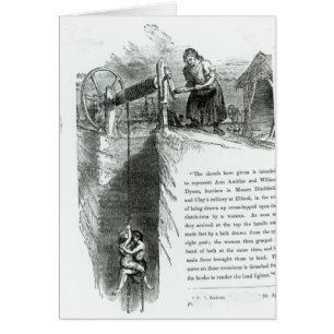 Cartão Um menino e uma menina que são ferem acima um eixo