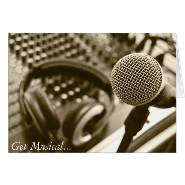 Cartão Um microfone e fones de ouvido (Frente Horizontal)