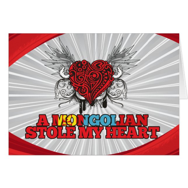 Cartão Um Mongolian roubou meu coração (Frente horizontal)