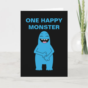Cartão Um Monstro Feliz Aniversário de Halloween Texto Pe