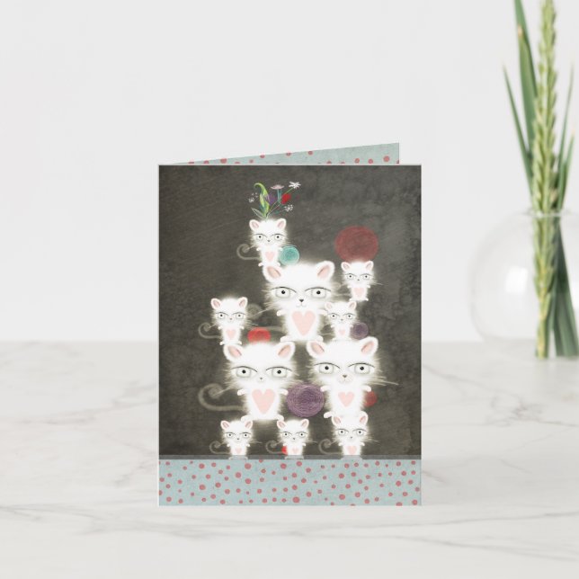 Cartão Um monte de gatos com gracinhas Felicidades lindas (Frente)