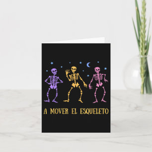 Cartão Um Mover El Esqueleto Engraçado Halloween Espanhol
