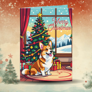 Cartão Um Natal Festivo e Fofo de Corgi
