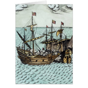 Cartão Um navio de tesouro espanhol