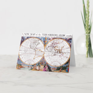 Cartão Um Novo Mapa Do Terraqueous Globe Greeting Card