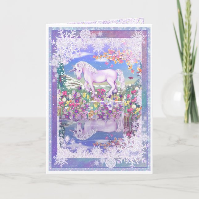 Cartão Um paraíso roxo e neve (Frente)