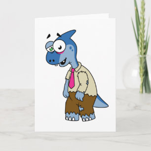 Cartão Um Parasaurolofo De Cartoon Vestiu Como Zombie.