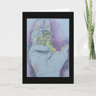 Cartão um pássaro na mão .......