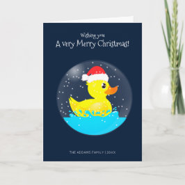 Cartão Um Pato de Borracha de Natal Muito Alegre na Bola 