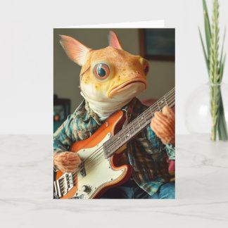 Cartão Um peixe-gato engraçado tocando guitarra fantasia 