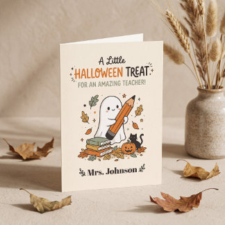 Cartão Um Pequeno Tratamento de Halloween para um Profess