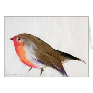 Cartão Um pisco de peito vermelho pequeno mágico chamou