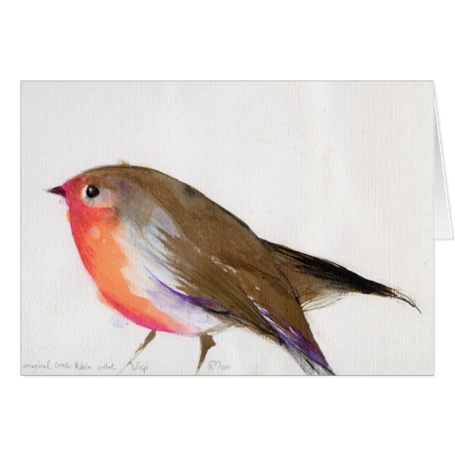 Cartão Um pisco de peito vermelho pequeno mágico chamou (Frente Horizontal)