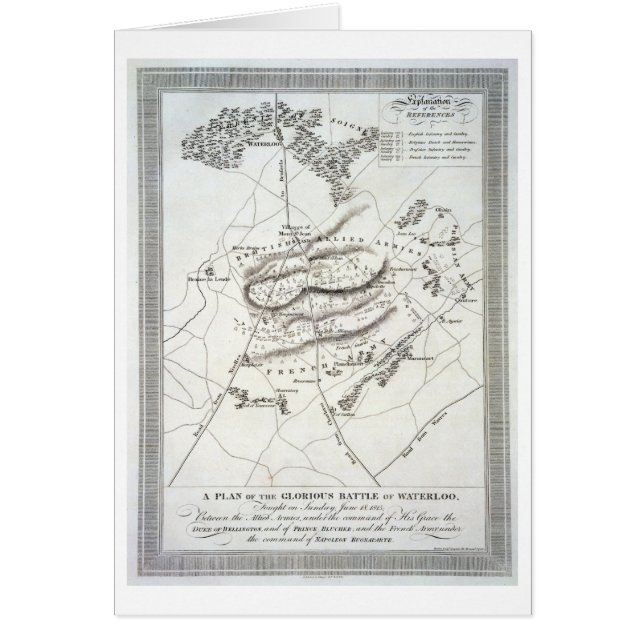 Cartão Um plano da batalha de Waterloo gloriosa (engravi (Frente)