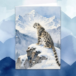 Cartão Um Poema de Leopardo da Neve e Desejos de Aniversá