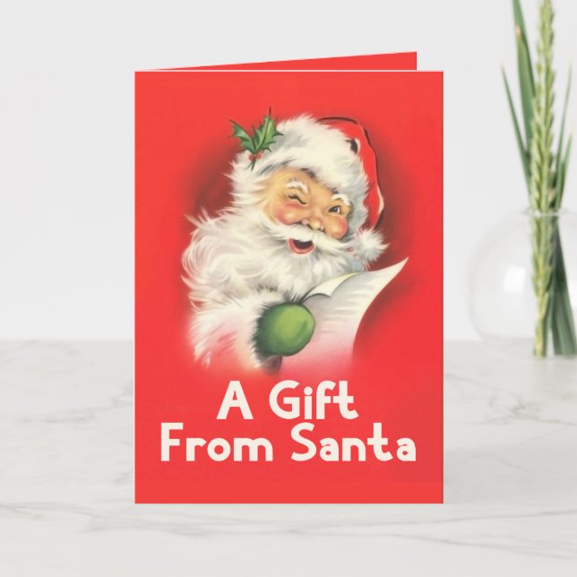 Cartão Um Presente do Papai Noel Antigo (Frente)