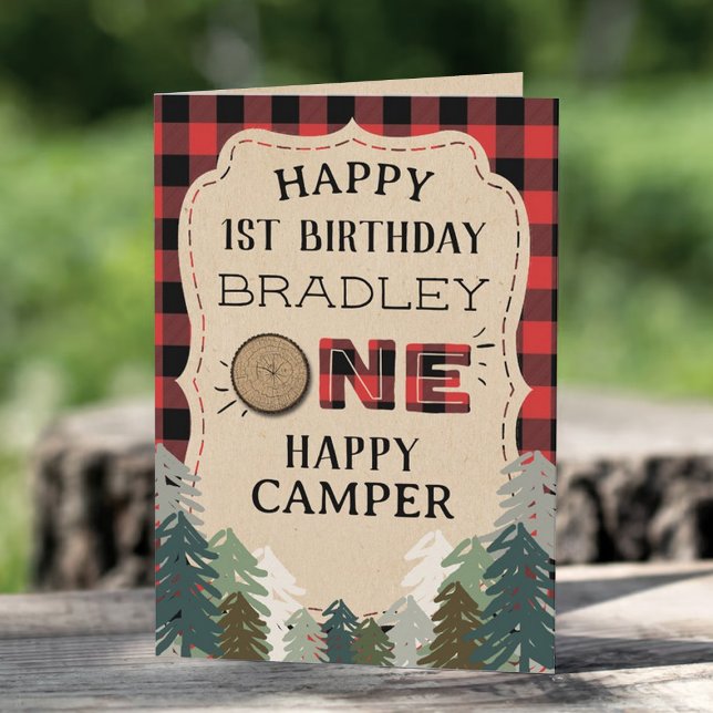 Cartão Um primeiro aniversario de Xadrez de Camper Feliz (Criador carregado)