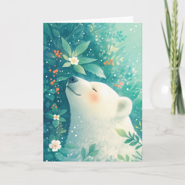 Cartão Um Retiro Mágico de Urso Polar (Frente)