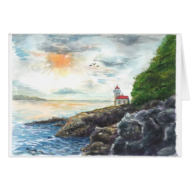 Cartão Um seascape e a casa clara (Frente Horizontal)