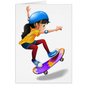 Cartão Um skateboarding da rapariga