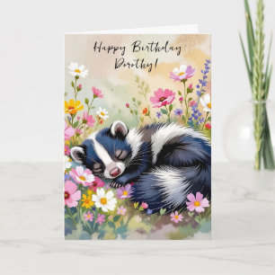 Cartão Um Skunk Adorável Que Pareceu Personalizado Aniver
