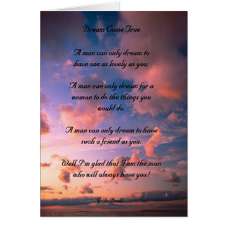 Cartão Um sonho vem verdadeiro