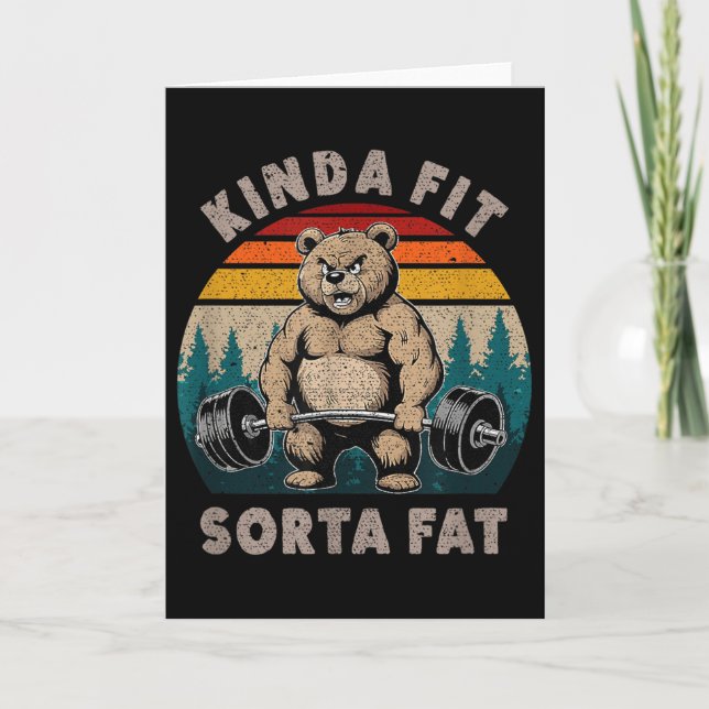 Cartão Um Tanto em Forma Um Pouco Gordo - Urso Engraçado  (Frente)