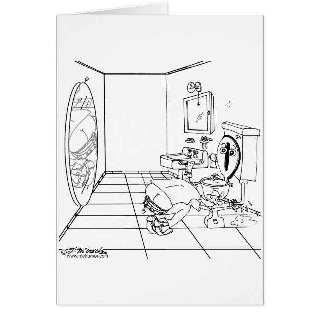 Cartão Um toalete embaraçado por uma rachadura do bumbum (Frente)